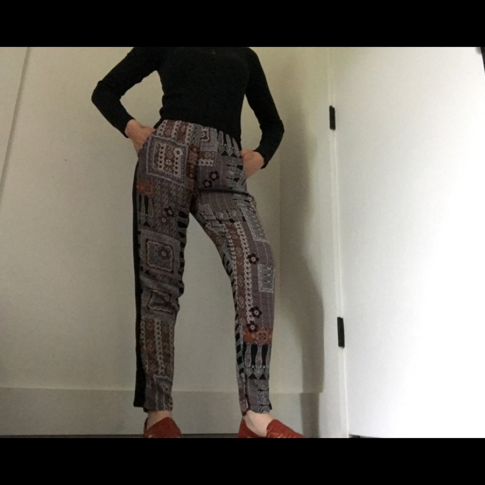 Bohemian Pant 90’s Style Hippie Chic Dark Print - Picture 4 of 12